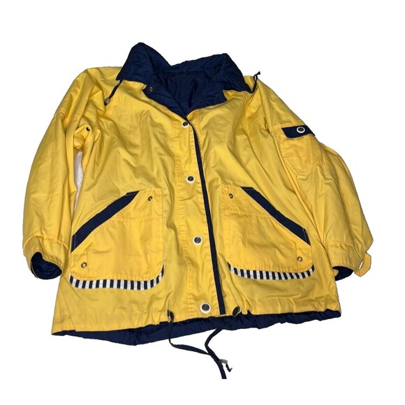 Vintage Men's Current Seen Reversible Windbreaker Jacket Navy Blue Yellow Size L - Picture 5 of 13